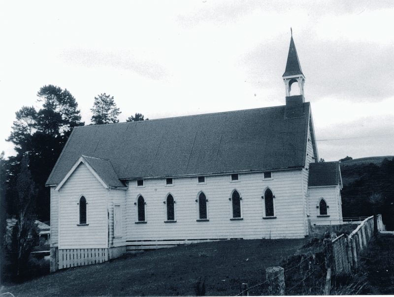 A historic photo of the Puhoi Catholic church (courtesey Auckland Diocese Archives)