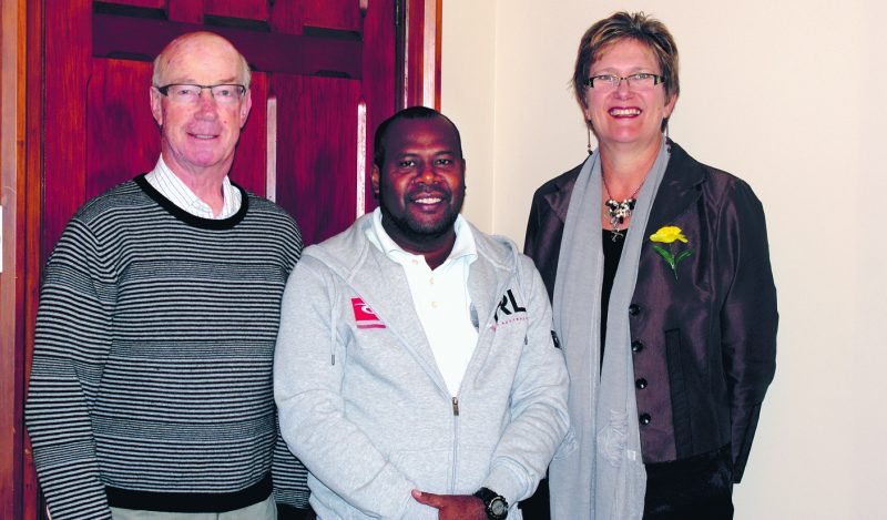 Honiara archdiocese’s Cypriano Nuake (middle) with Brendan Schollum (left) and Mahitahi’s Christina Reymer.