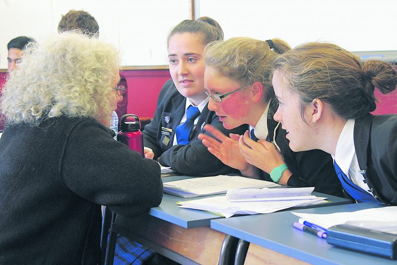 The St Catherine’s College debating team from the 2014 O’Shea Shield. From left, Julia Ryan, Ella Jansen and Emily van Voornveld with their coach Vicki Casey (Ella’s mother). The girls won the “Best Negative Team” Cup.