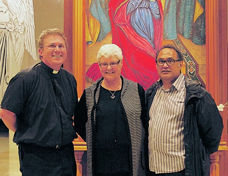 From left, the team of area visitors: Fr Darren Mc- Farlane, Carole Fleming and Msgr Trevor Murray.