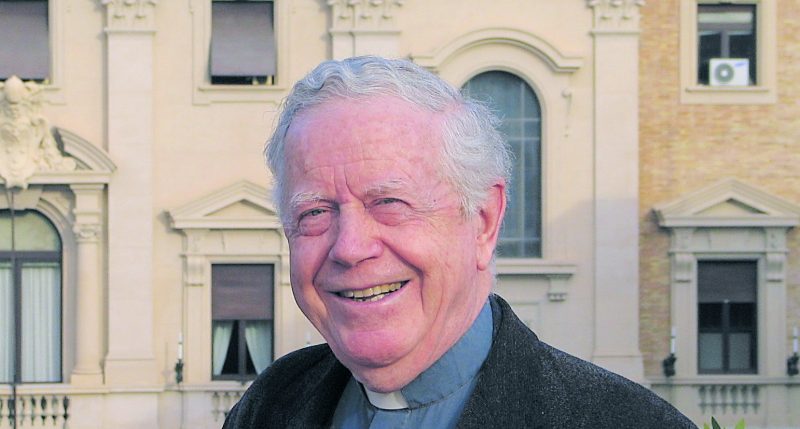 Australian theologian Fr Gerald O’Collins, SJ, outside the Gregorian Institute in Rome.