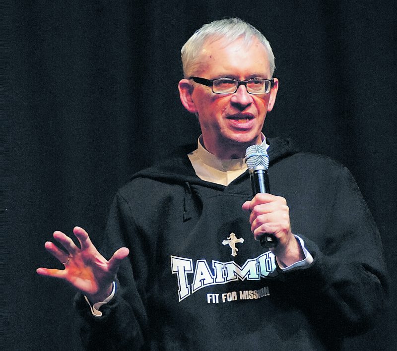 Bishop Pat addresses youth at the World Youth Day celebration
