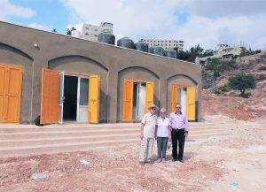 Pat and Suzie McCarthy with engineer Mr Habib Wadi’ Sleibi at the Bethlehem Scout centre.