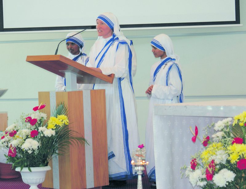 Sr Milada of the Order of Missionaries of Charity speaks at the interfaith gathering.