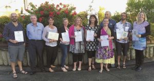 Those presented with certificates on April 28 were, from left to right, Phil Gunn, Fr Sean O’Connor, Nicola Dromgool, Stacey Cutler, Leonie Murray, Kathryn Carey, Georgina Trewavas, Lou King, Jonathan McDonald, Emily Robinson (absent: Melissa Watson and Maraea Herbert Pickering).