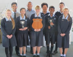 Back row Niel Kulkarni (Oratory), Paul Ngan Woo, (Drama), Cameron Carter-Chan (Junior Prepared Speech), Henry Elliott (Maori Scripture & Drama)  Front Row Sophie Jury (Drama), Meggy Laguda (Winner of  Junior Scripture), Ashleigh Vercoe (Drama), Cuan Pillay (Winner of Senior Scripture), Gemma Deftereos (Drama)