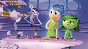 Animated characters Fear, Joy and Disgust appear in the movie Inside Out. (CNS photo-Disney Pixar)