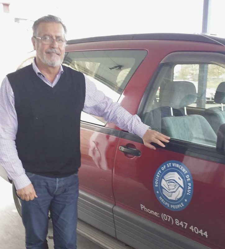 Mike Rolton with the St Vincent de Paul van in Hamilton.