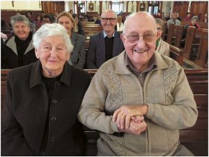 Veronica and Peter Evans at their 65th wedding anniversary Mass at St Patrick’s Cathedral on June 24.
