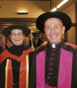 Lady Mary Barker with Msgr Brendan Daly.