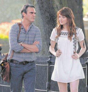 Joaquin Phoenix and Emma Stone star in a scene from Irrational Man.