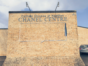 Pro-life banner ripped off.
