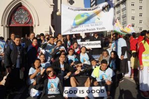 Onehunga parish youth participate in a pilgrimage walk from St Patrick’s Cathedral to the Victory Centre.