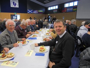 Bishop Steve Lowe of Hamilton with about 120 other men at the Hamilton Blokes’ Breakfast.