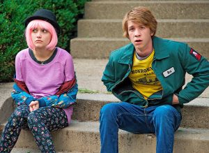 Olivia Cooke and Thomas Mann in a scene from Me and Earl and the Dying Girl.