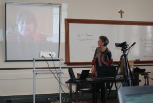 Sr Sian Owen RSJ held a video conference with Dr Charlotte McCorquodale from Louisiana.