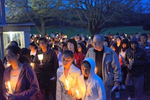 Some of the people at the Candlelight Rosary Procession. (Photo: Damien Gillen)