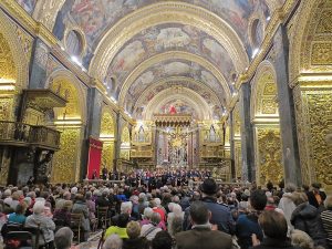 A concert  performance of  J. S. Bach’s St John Passion in St John’s Co Cathedral in Valletta, the capital of Malta.