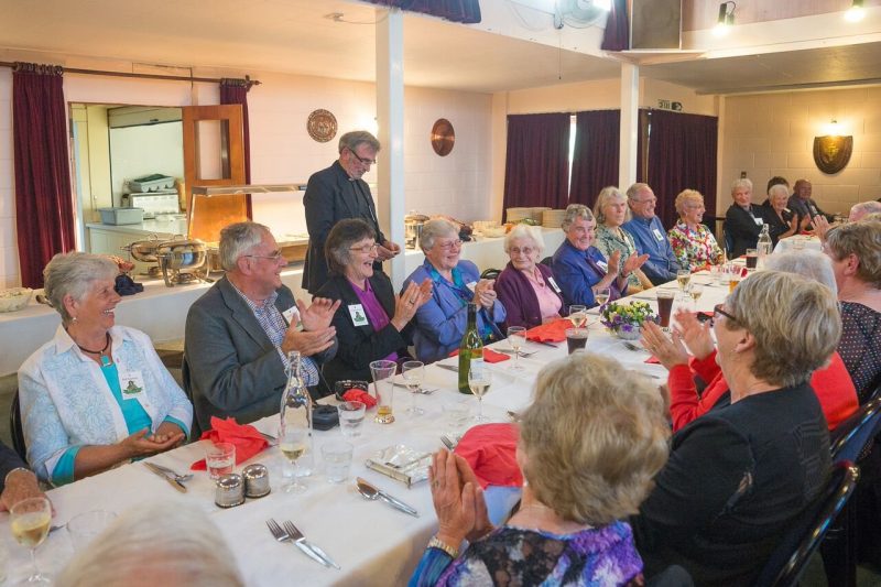 Greymouth parish priest Fr Peter Costello has amused guests at the sesquicentennial banquet on November 21.