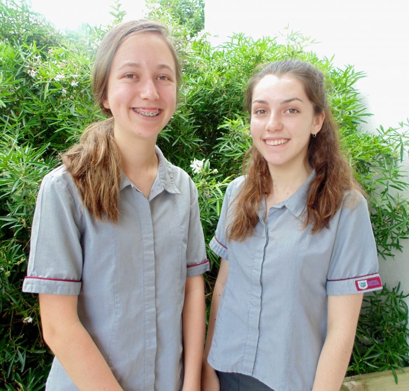 Carmel College students, Kate
Howard, left and Jessica Rogers.
