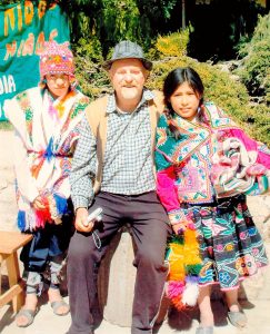 Fr Hornsey, centre, with Peruvian children.