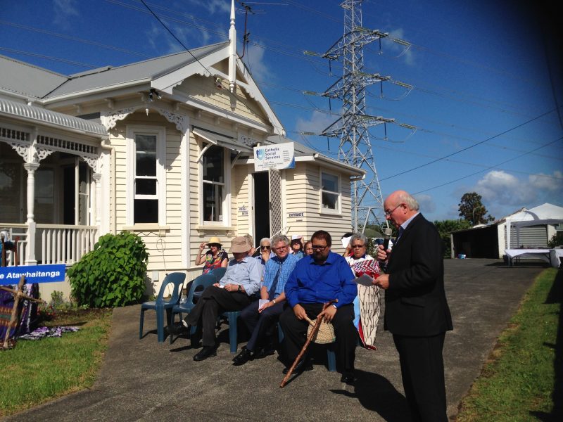 Auckland diocese general manager Kerry Coleman speaks at the opening of the new premises.
