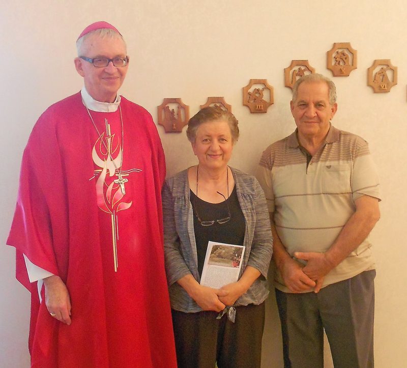  Bishop Patrick Dunn with Marcelle and Jiries Giacaman.
