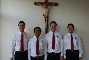 New seminarians of Holy Cross Seminary from left to right: Monty Bamford, Mark Oliver Patugalan, Adam Kirkeby and Alfred Tong.