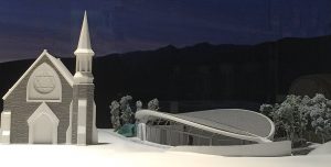 A model of the suggested “olive leaf” centre next to St Patrick’s Church.