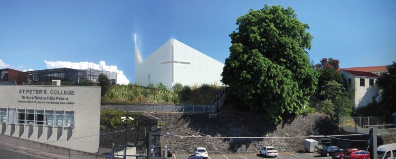 The future St Peter’s College Chapel as it would be seen from Khyber Pass Rd.