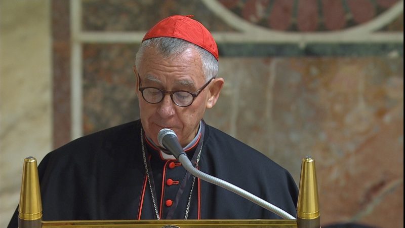 Cardinal John Dew of Wellington, New Zealand, speaks at a penitential liturgy during a meeting on the protection of minors in the church at the Vatican Feb. 23, 2019, in this image from Vatican television. The liturgy was attended by Pope Francis and prelates from around the world. (CNS photo/Vatican Television) See SUMMIT-PENITENTIAL-LITURGY Feb. 23, 2019.