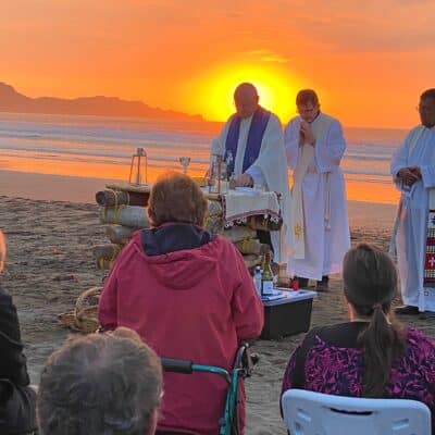 Mass with the rising sun