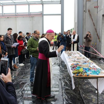 Precious religious items in concrete in church