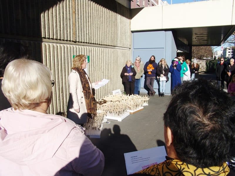 The gathering outside Dunedin Hospital.