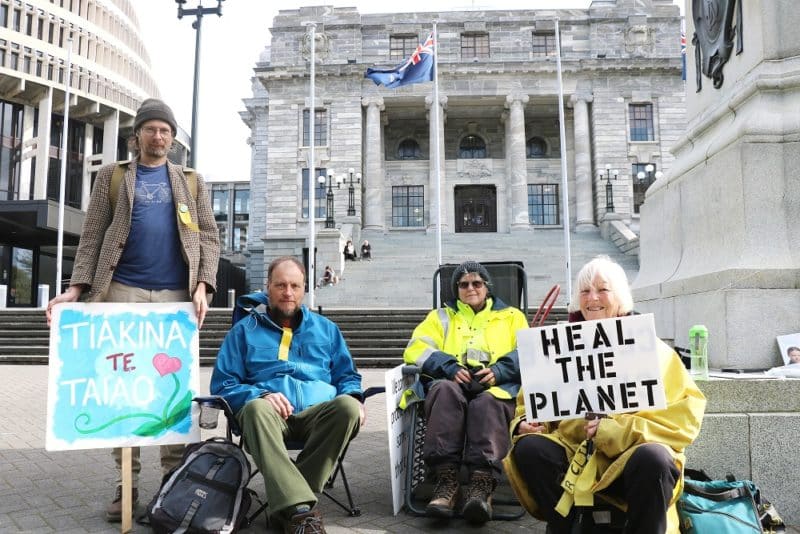 (From left) Tim Musson, David Goldsmith, Robin Treadwell, and energy analyst Molly Melhuish on the third day of Mr Goldsmith’s fast. 
