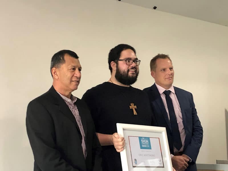 Eric with Deaf Aotearoa CEO Lachlan Keating