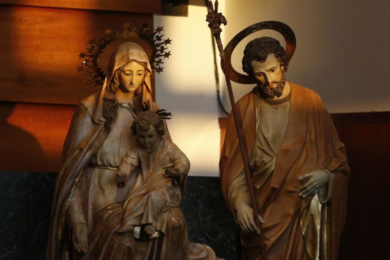Statues of Mary, the child Jesus and St. Joseph are seen at St. Mary Josefa Parish in Rome Feb. 19, 2017. In a Dec. 8 apostolic letter, Pope Francis proclaimed a yearlong celebration dedicated to St. Joseph, foster father of Jesus. (CNS photo/Paul Haring)