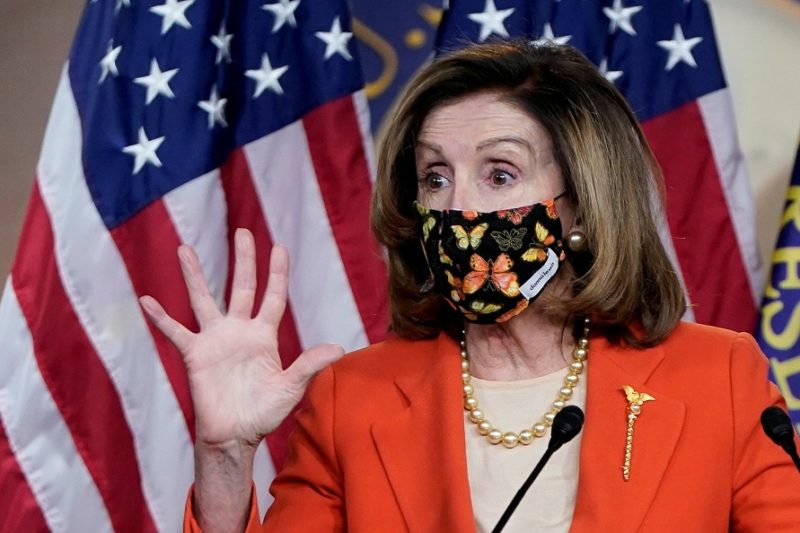 House Speaker Nancy Pelosi, D-Calif., holds her weekly news conference at the U.S. Capitol in Washington Jan. 15, 2021. (CNS photo/Joshua Roberts, Reuters)