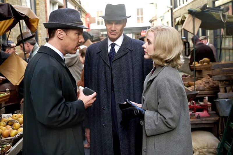 Benedict Cumberbatch, Angus Wright, and Rachel Brosnahan in The Courier.
