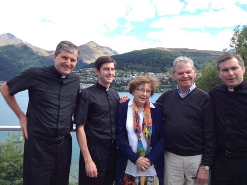 Michael and Marie Devereux with their three priest sons, Fathers Peter, Simon and Matthew.