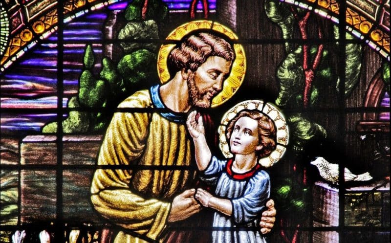 St. Joseph and the Christ Child are depicted at St. Joseph Cathedral in San Diego. The feast of St. Joseph is March 19, 2021. (CNS photo/The Crosiers)