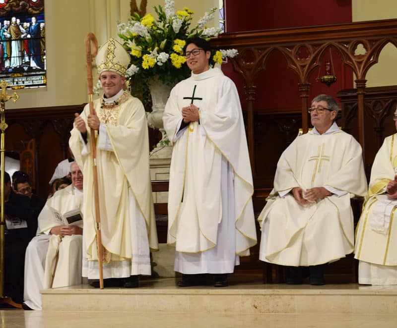 Fr Chani Thomas Park with Bishop Michael Gielen.
