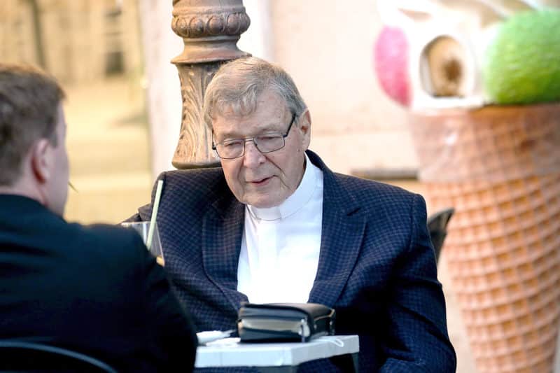 Australian Cardinal George Pell is pictured at a cafe near the Vatican in Rome Oct. 4, 2020. The High Court of Australia in April unanimously overturned a 2018 jury verdict that had led Cardinal Pell to be imprisoned for 405 days. (CNS photo/Franco Origlia)
