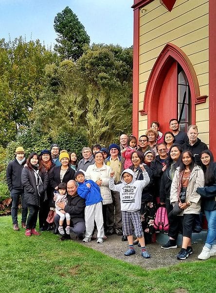 Pilgrims at St Joseph’s church, Hiruhama
