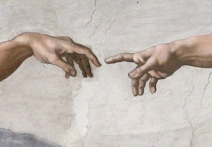 "The Creation of Adam" by Michelangelo Buonarroti is pictured in the Sistine Chapel in the Vatican Museums in this Feb. 21, 2020, file photo. The Vatican announced March 8 that the Vatican Museums will be closed until April 3 as a precaution against spread of the coronavirus. Also closed for the same duration are the necropolis under St. Peter's Basilica, museums at the pontifical villa at Castel Gandolfo, and the museums of the papal basilicas. (CNS photo/Paul Haring) See VATICAN-COVID-CLOSURES March 9, 2020.