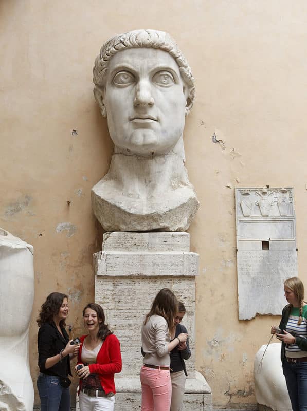 A sculpture of the head of Roman Emperor Constantine is seen in the Capitoline Museums in Rome April 24. The roots of a Christian idea of religious liberty go back to the time of Constantine. (CNS photo/Paul Haring) (April 24, 2012) See VATICAN LETTER April 19, 2012.