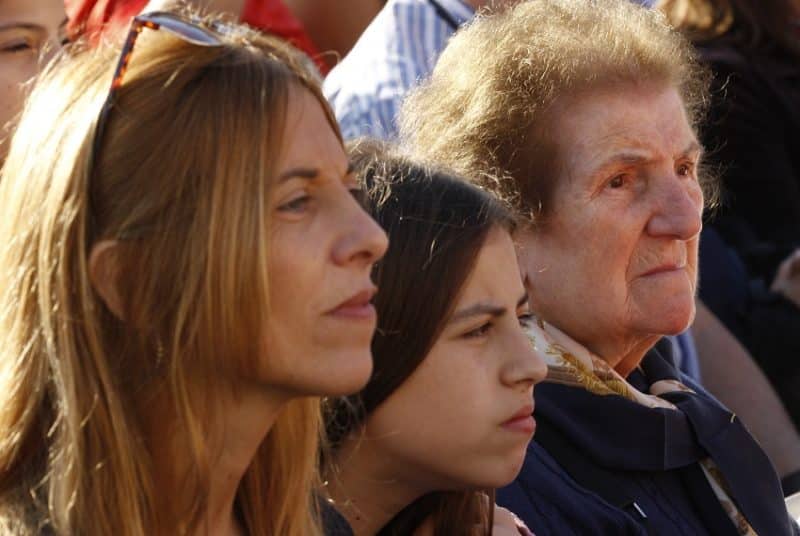 Family members from different generations attend an encounter and Mass for the elderly led by Pope Francis in St. Peter's Square at the Vatican in this Sept. 28, 2014, file photo. The pope has chosen the theme for the Jan. 1 World Day for Peace: 
"Education, work and dialogue between generations: tools for building lasting peace." (CNS photo/Paul Haring)