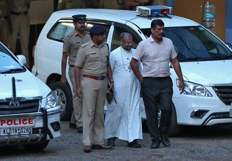 Bishop Franco Mulakkal is seen outside a crime branch office in Cochin, India, Sept. 19, 2018. On Jan. 14, 2022, a court in southern India's Kerala state acquitted him of all charges of raping a nun, saying the prosecution could not prove the allegations against him. (CNS photo/Sivaram V, Reuters)