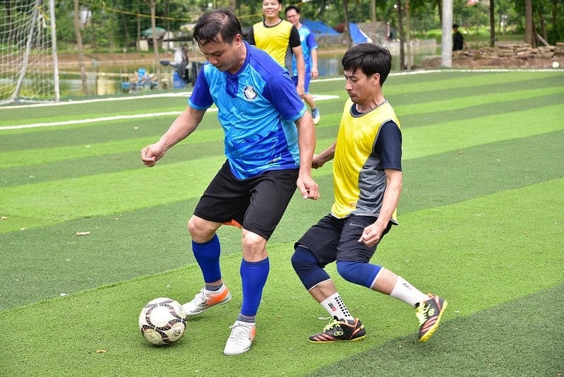 Priests battle for the ball during soccer practice at Tu Chau Parish in Vietnam June 15, 2022. Catholic priests from dioceses across Vietnam will compete in the first-ever national soccer championship to promote the spirit of synodality, reported ucanews.com. The National Synodal Cup 2022-23 will be in July and October. (CNS photo/tonggiaophanhanoi.org via UCAN)