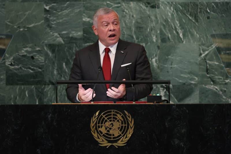 Jordan's King Abdullah II address the 77th session of the U.N. General Assembly in New York City Sept. 20, 2022. Patriarchs and heads of churches in Jerusalem thanked King Abdullah for his  remarks supporting Christian communities in the Holy Land. (CNS photo/Brendan McDermid, Reuters)